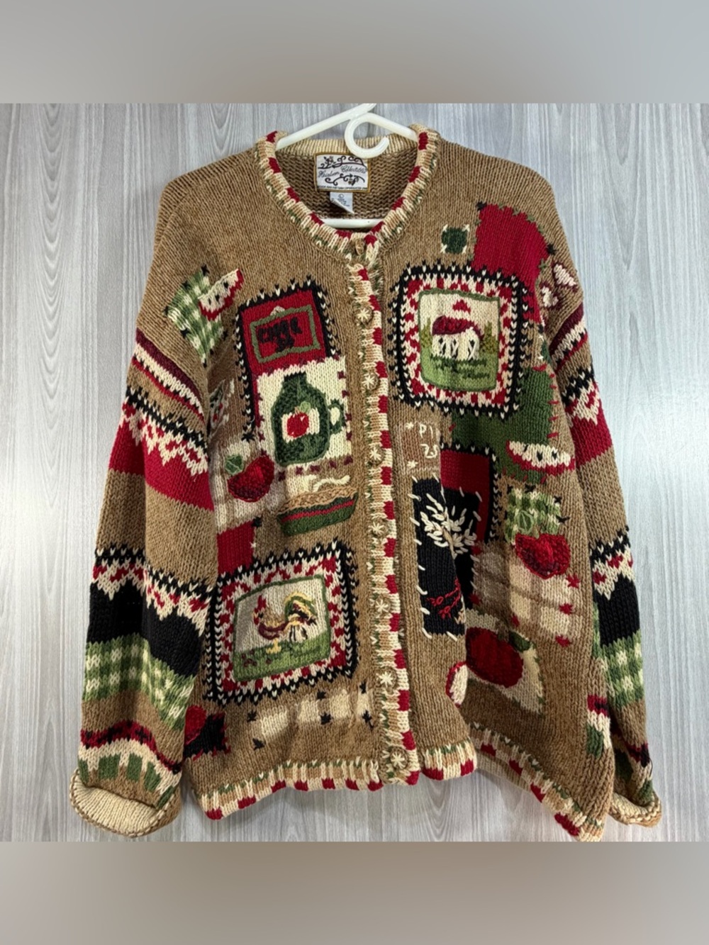 Vintage Heirloom Collectibles Cottagecore Grandma Country Apple Knit Cardigan L